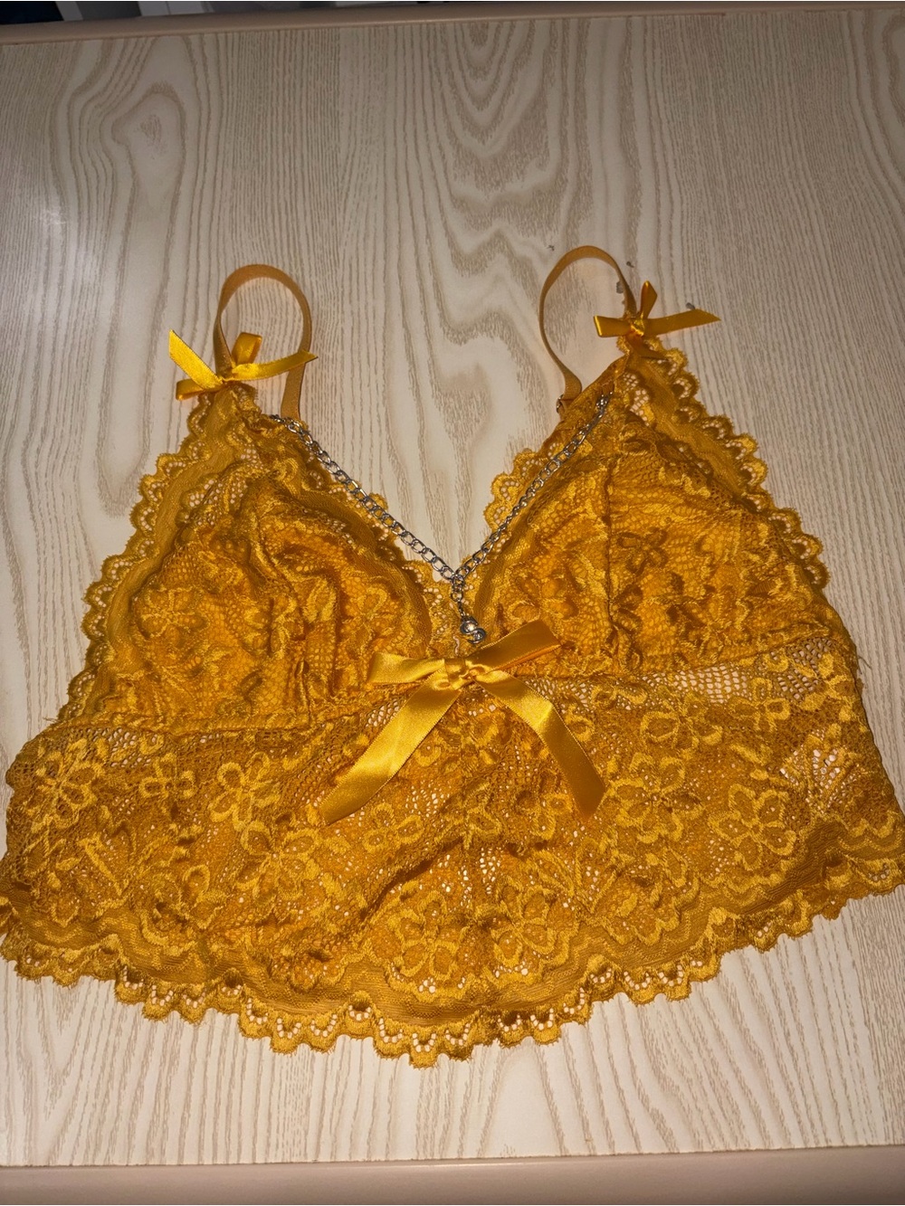 Amazon Mustard Yellow Floral Lace Bralette